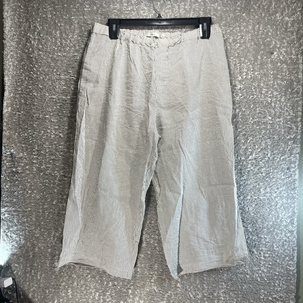 Vince Crinkle Linen Blend Wide Leg Crop Pants Pull On Minimalist Lagenlook 1X